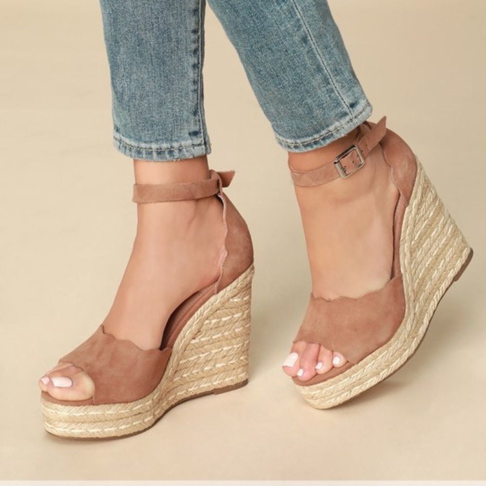 Steve Madden Tan Suede Espadrille Wedge Sandals